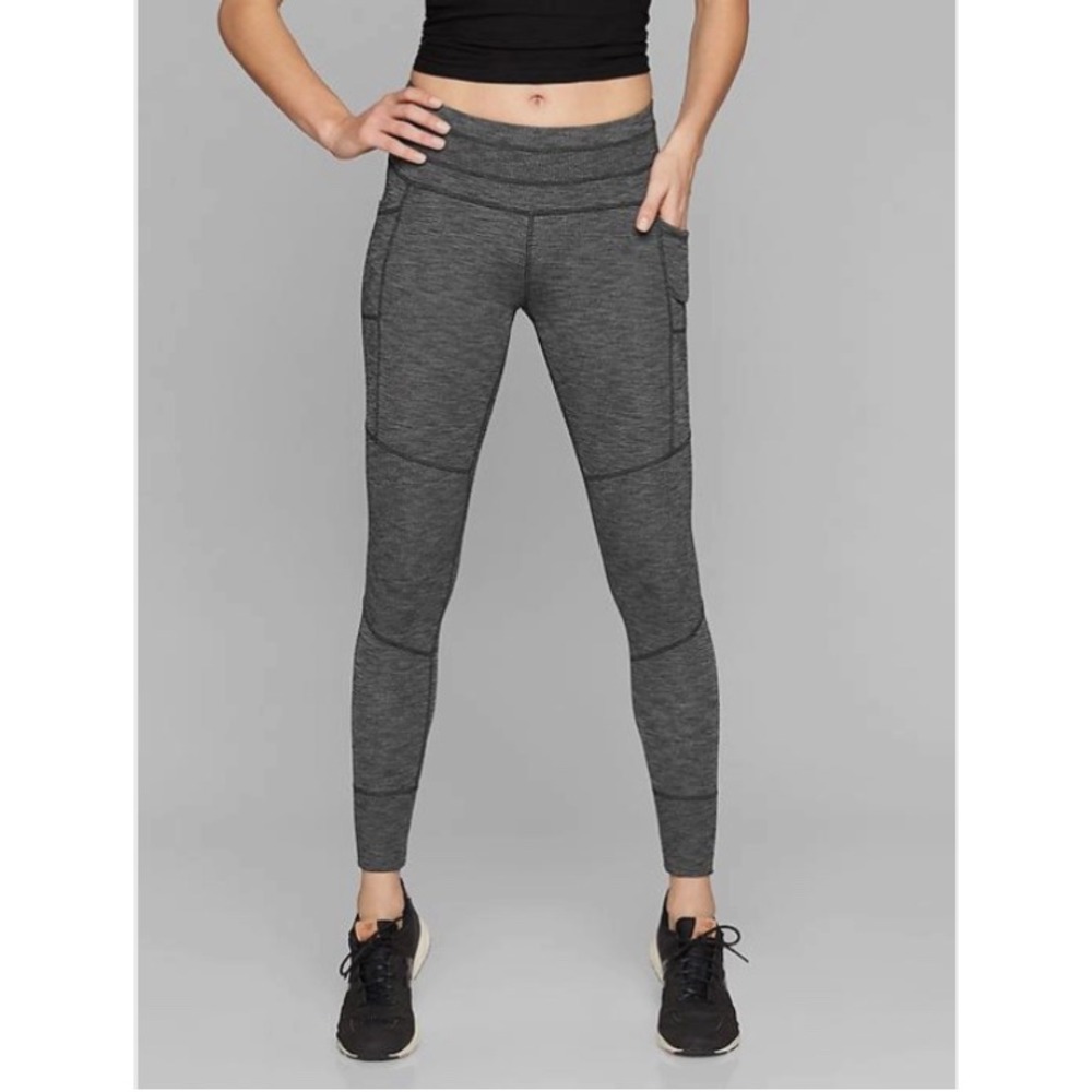 ATHLETA Tights Womens Excursion Size Large Heather Gray Side Pockets